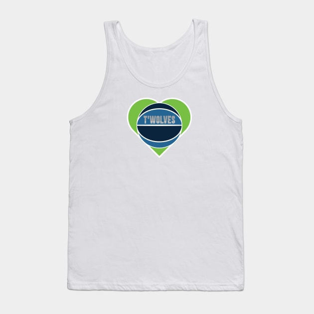 Heart Shaped Minnesota Timberwolves Basketball Tank Top by Rad Love